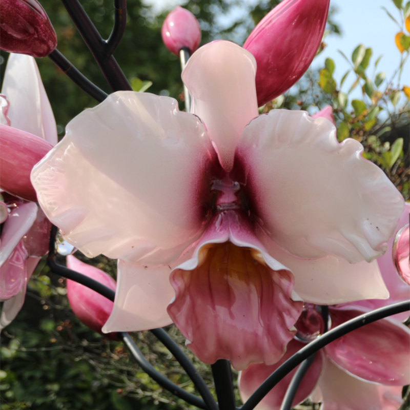 Outdoor Flower Glass Lamp