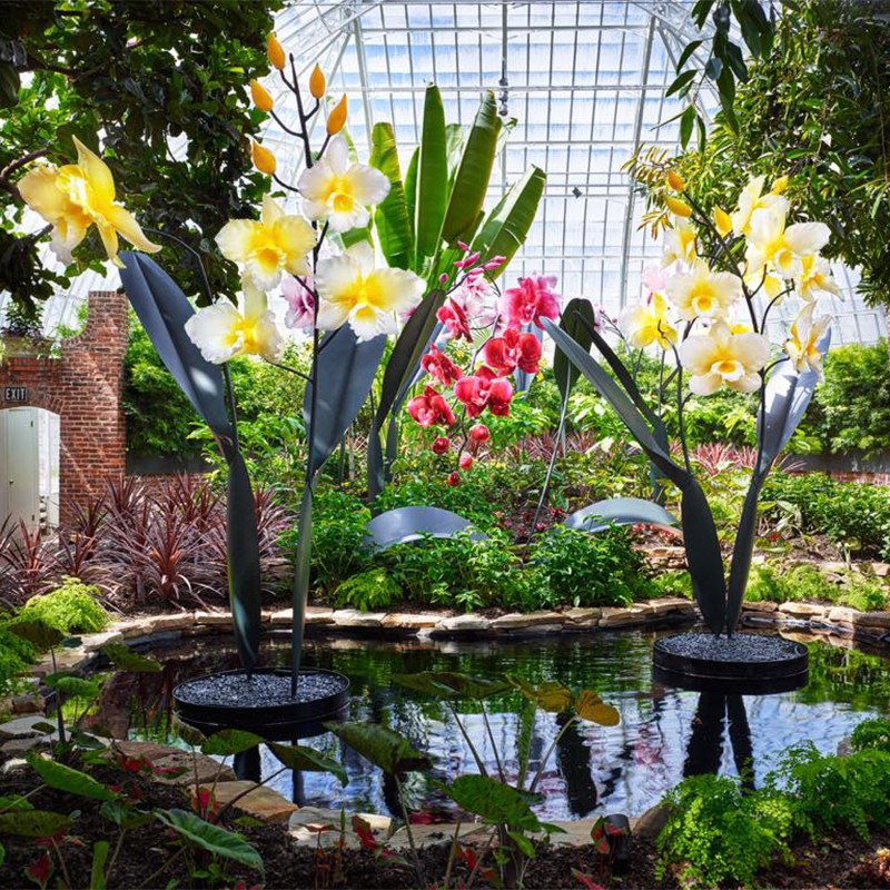 Outdoor Flower Glass Lamp