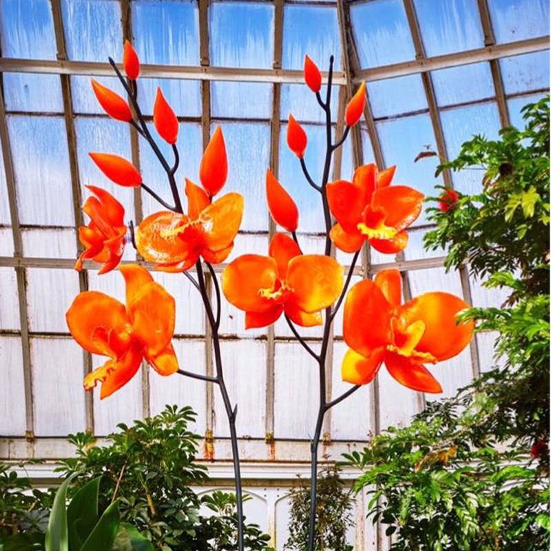 Outdoor Flower Glass Lamp
